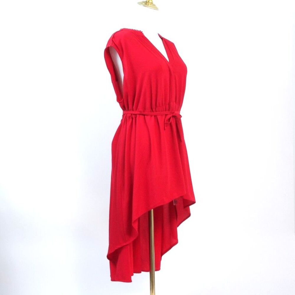 Vince Camuto Red Hi-Low Dress Sleeveless V-Neck Casual Party 2X Romantic Glam